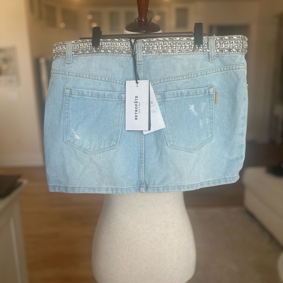 Retrofete LOLITA EMBELLISHED DENIM MINI SKIRT - Picture 3 of 6